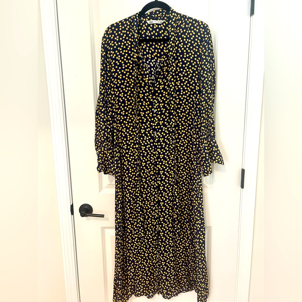 Blue and gold Zara maxi-dress